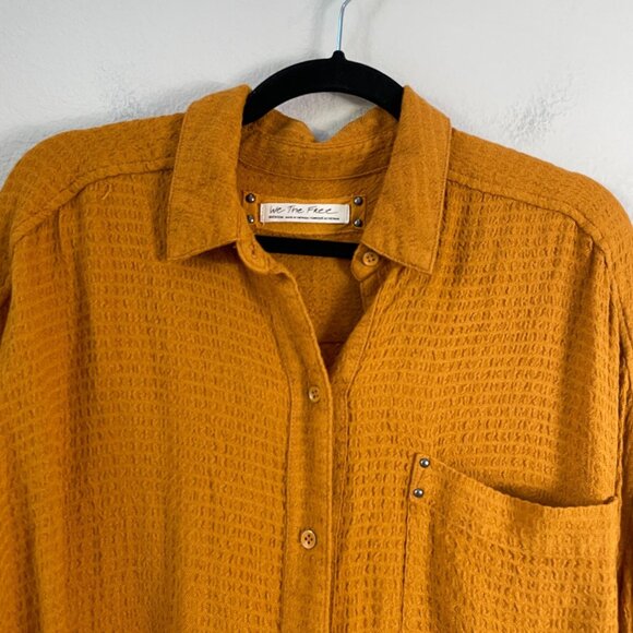 NEW Free People We The Free Autumn Pearl Textured Button Up Oversized Shirt Top - Picture 4 of 10